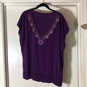 Purple Embroidered Women's Top